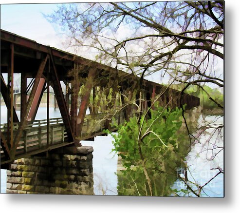 Bridge Metal Print featuring the photograph Railroad Bridge in Muscle Shoals Alabama by Roberta Byram