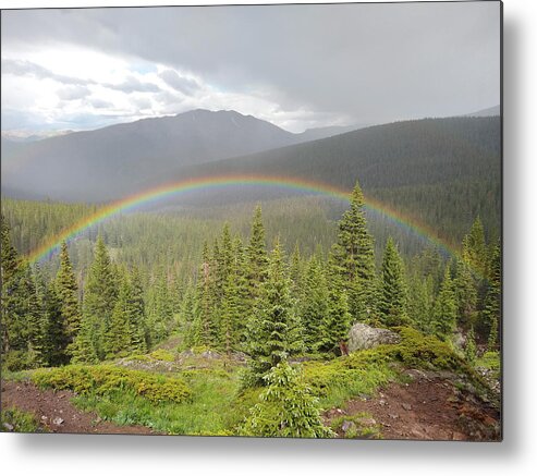 Rainbow Metal Print featuring the photograph Rainbow in the Valley by Aaron Spong