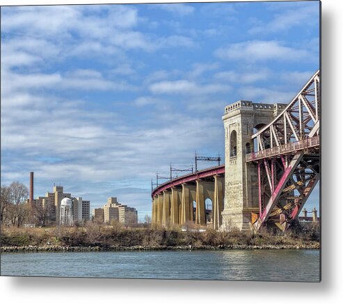 Astoria Park Metal Print featuring the photograph Randalls Island and Hell Gate Bridge by Cate Franklyn