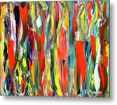 Abstract Metal Print featuring the painting Red Dress by Teresa Moerer