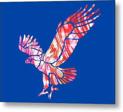  Metal Print featuring the mixed media Red Eagle Silhouette by Eileen Backman