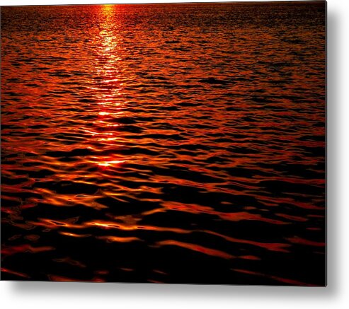 River Metal Print featuring the photograph Red River at Sunset by Linda Stern