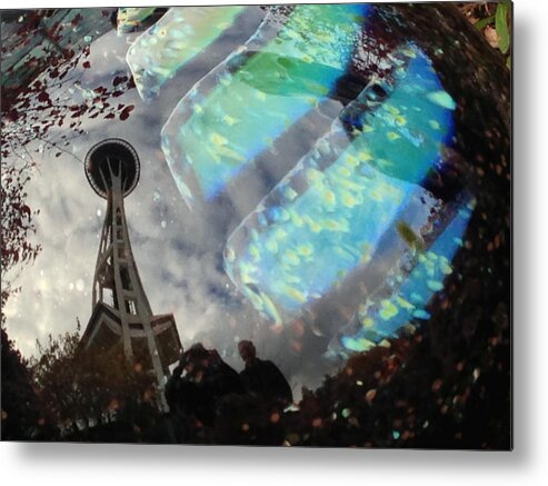 Black Metal Print featuring the painting Reflections in Glass by Juliette Becker