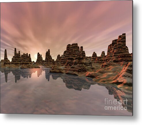 Water Metal Print featuring the digital art Reflections of The Southwest by Phil Perkins