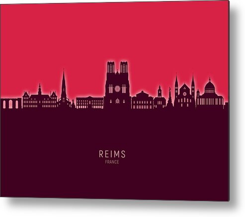 Reims Metal Print featuring the digital art Reims France Skyline #79 by Michael Tompsett