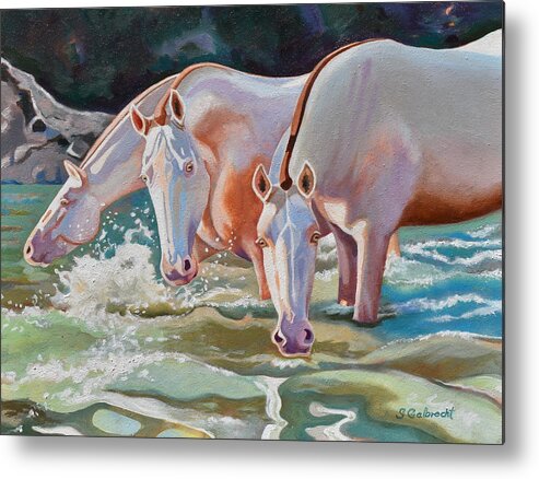 Horses Metal Print featuring the painting River Beauties by Shirley Galbrecht