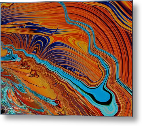 Abstract Metal Print featuring the photograph River Delta - Abstract by Barbara Zahno