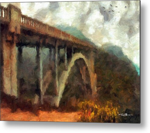 Landscape Metal Print featuring the painting Rocky Creek Bridge, California by Trask Ferrero