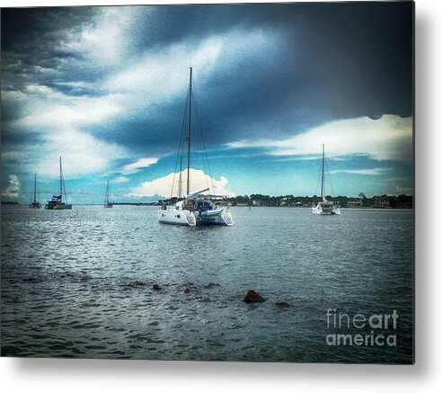 Sailboats Metal Print featuring the photograph Safe Harbor by Judy Hall-Folde