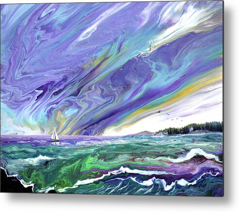 Oregon Metal Print featuring the painting Sailing into the Amethyst Sea by Laura Iverson