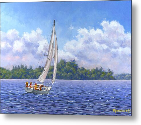 Sailing Metal Print featuring the painting Sailing the Reach by Richard De Wolfe