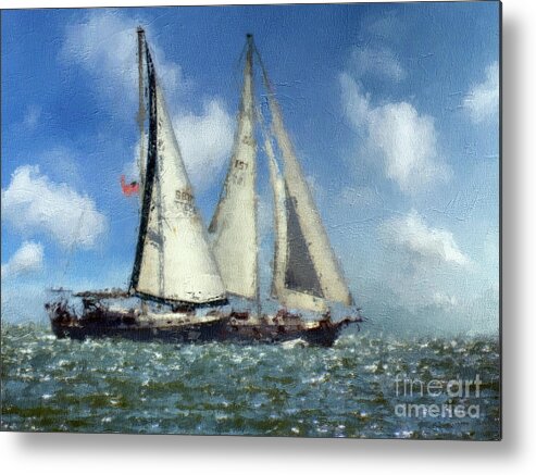 Sailing Metal Print featuring the painting Sailing with Friends by Jon Neidert