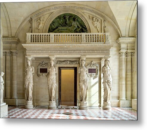 Room Of The Caryatids Louvre Paris Metal Print featuring the photograph Salle des Caryatides Louvre Paris 02 by Weston Westmoreland