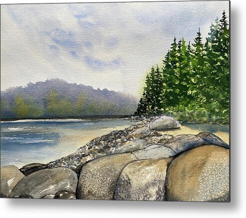 Acadia National Park Metal Print featuring the painting Schoodic Rocks by Kellie Chasse