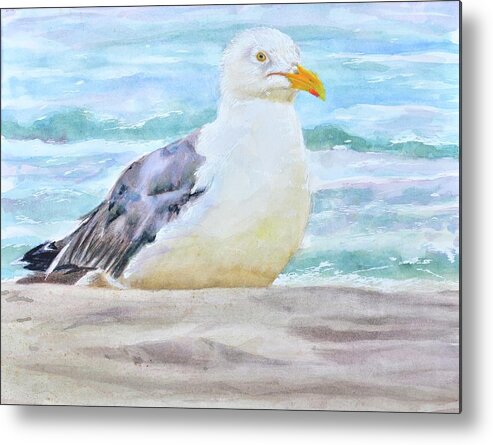 Seagull Metal Print featuring the painting Seagull at Rest by Patty Kay Hall