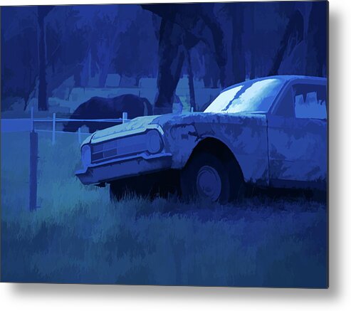 Ford Falcon Ute Metal Print featuring the mixed media Semi-Abstract 1960s Classic Ford Falcon Ute And Horse by Joan Stratton