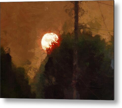 Sun Metal Print featuring the mixed media Smoky Sunset by Christopher Reed