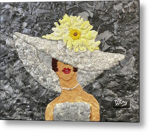 Polymer Clay Metal Print featuring the mixed media Snazzy Lady by Deborah Stanley