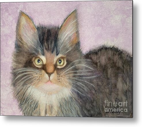 Maine Coon Metal Print featuring the painting Snickers by Sue Carmony