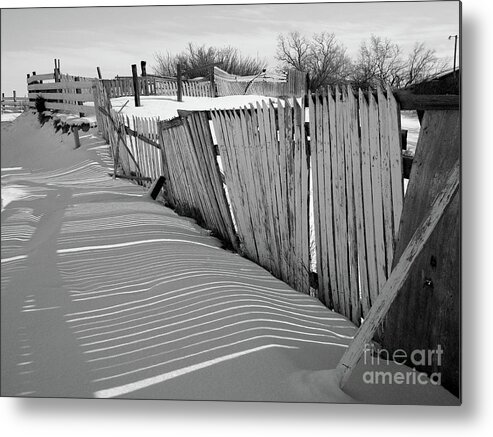 Cold Metal Print featuring the photograph Snow Fence Rhythms and Lines by Dutch Bieber