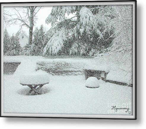 Seasons Metal Print featuring the photograph Snowy Winter Day by Mariarosa Rockefeller