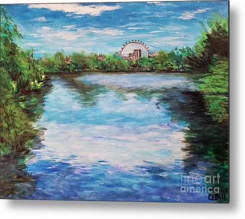 London Metal Print featuring the painting St. James Park and the London Eye by C E Dill