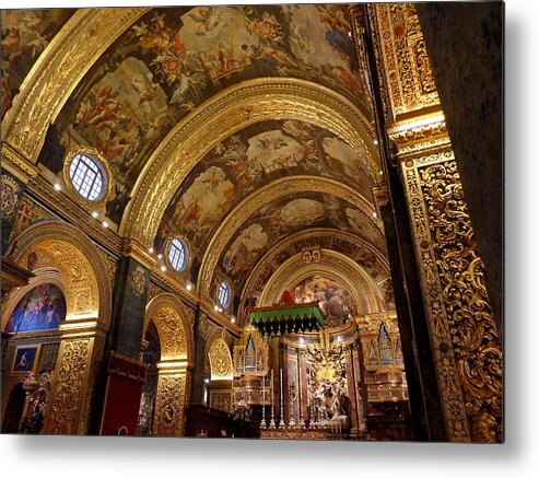 Arch Metal Print featuring the photograph St. John's Cathedral in Valletta by Frans Sellies