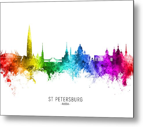 St Petersburg Metal Print featuring the digital art St Petersburg Russia Skyline #32 by Michael Tompsett