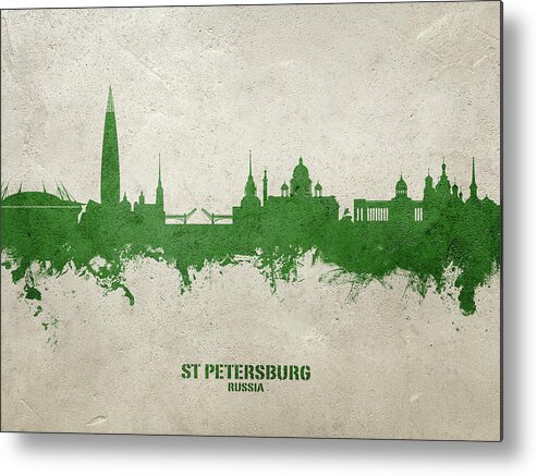 St Petersburg Metal Print featuring the digital art St Petersburg Russia Skyline #40 by Michael Tompsett
