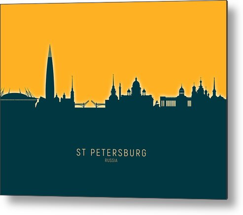 St Petersburg Metal Print featuring the digital art St Petersburg Russia Skyline #48 by Michael Tompsett
