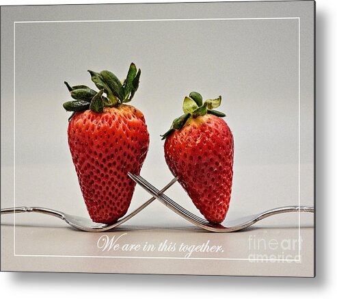 Nature Metal Print featuring the photograph Stawberries - We Are In This Together by Ella Kaye Dickey