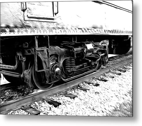 Train Metal Print featuring the mixed media Steel Wheels by Christopher Reed