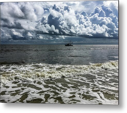 Ocean Metal Print featuring the photograph Stormy Boat by David Beechum