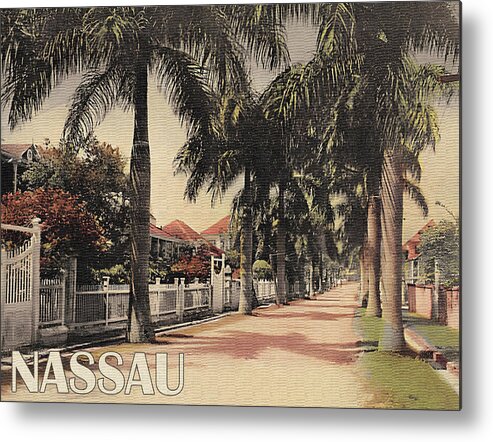Vintage Metal Print featuring the photograph Street in Nassau by Long Shot
