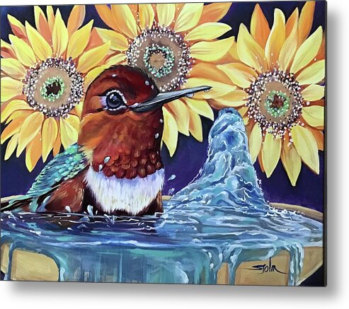 Hummingbird Metal Print featuring the painting Summer breeze by Patty Sjolin