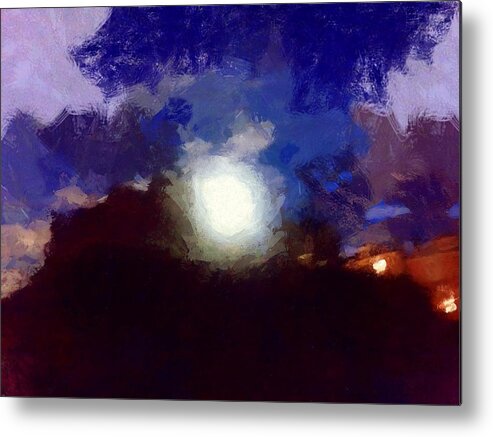 Sky Metal Print featuring the mixed media Summer Moon by Christopher Reed