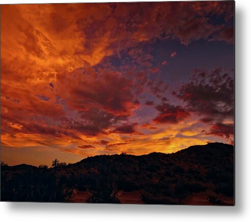 Sky Metal Print featuring the photograph Summer Sunset in the Sonoran Desert by Judy Kennedy