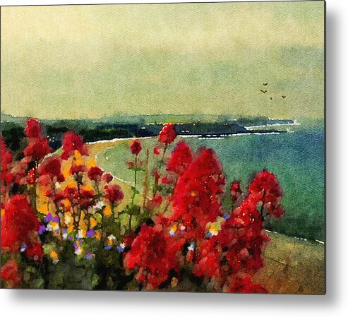 Scarborough Metal Print featuring the mixed media Sunrise over Scarborough North Bay by Ann Leech