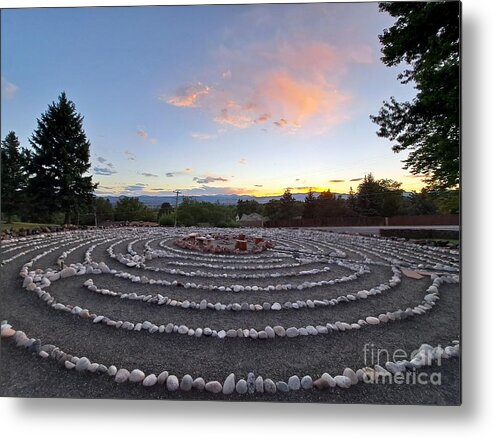 Labyrinth Metal Print featuring the digital art Sunset Labyrinth Colorado by Mars Besso