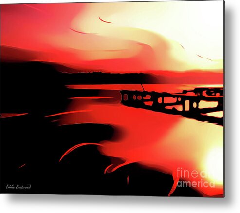 Abstract Metal Print featuring the digital art Sunset of Fire by Eddie Eastwood