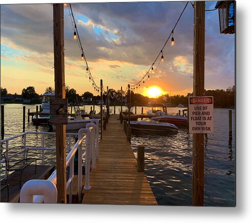 Pier Metal Print featuring the photograph Sunset on the Pier by Chris Montcalmo