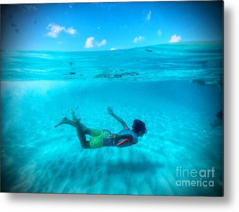 Grand Anse Beach Metal Print featuring the photograph Swimming Free by Laura Forde