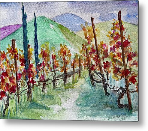 Vineyard Metal Print featuring the painting Temecula Vineyard Landscape by Roxy Rich