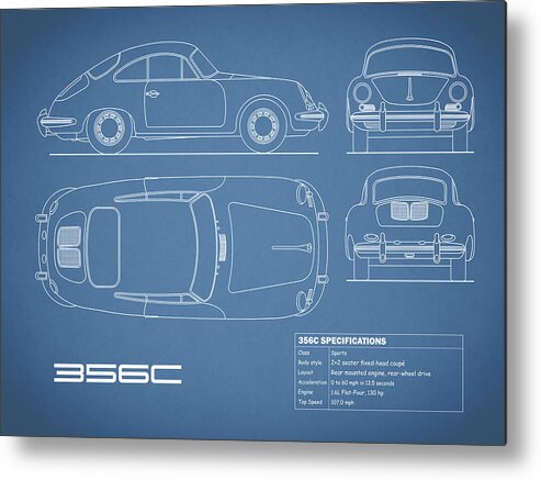 Porsche Metal Print featuring the photograph The 356 C Blueprint by Mark Rogan