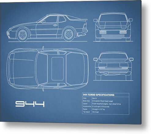 Porsche Metal Print featuring the photograph The 944 Blueprint by Mark Rogan