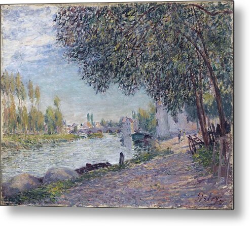 Vintage Metal Print featuring the painting The Bridge of Moret, Evening, 1884 by Alfred Sisley by MotionAge Designs