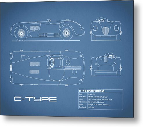 Jaguar C-type Metal Print featuring the photograph The C-Type Blueprint by Mark Rogan