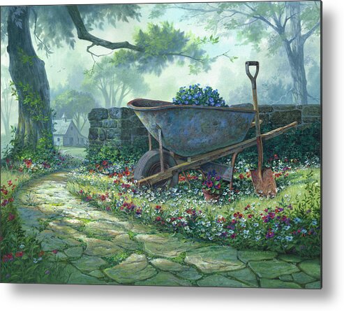 Michael Humphries Metal Print featuring the painting The Garden's Edge by Michael Humphries