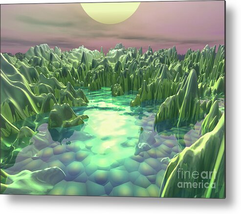 Macro Metal Print featuring the digital art The Green Planet by Phil Perkins