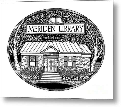 Library Metal Print featuring the drawing The Meriden Library Logo by Amy E Fraser